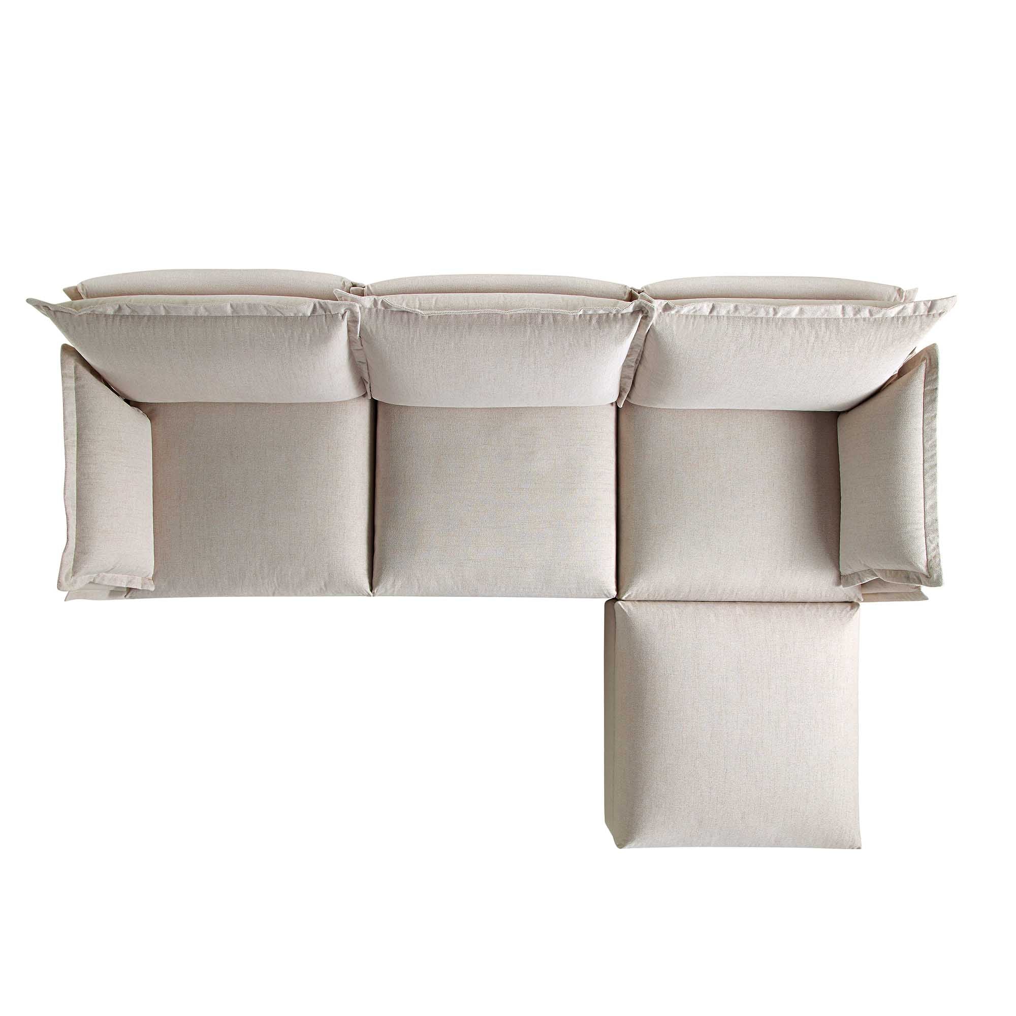 byron pillow edge beige fabric sectional sofa, 3 seater chaise byron pillow edge beige fabric sectional sofa, 3 seater chaise