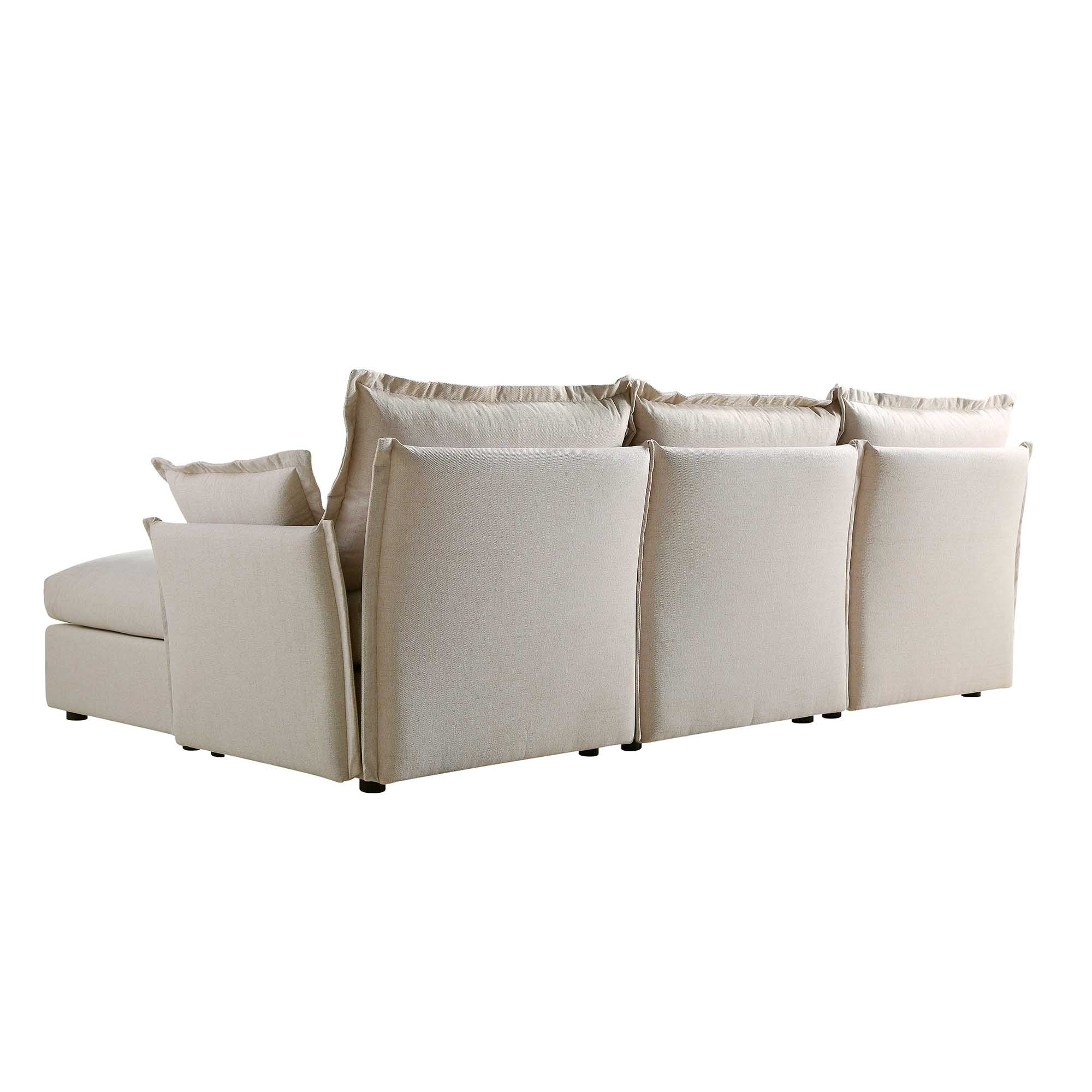 byron pillow edge beige fabric sectional sofa, 3 seater chaise byron pillow edge beige fabric sectional sofa, 3 seater chaise