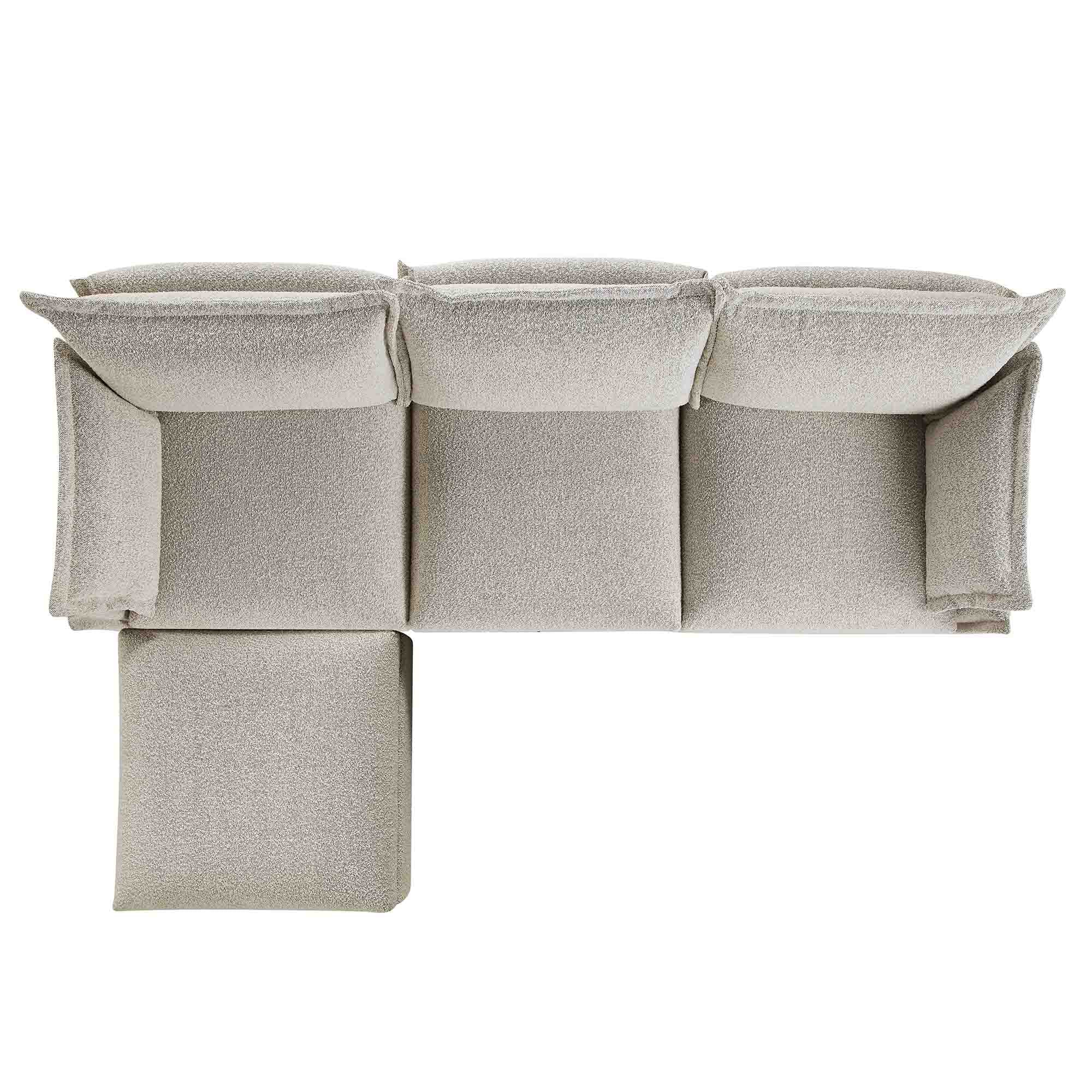 byron pillow edge mist gray boucle sectional sofa, 3 seater chaise byron pillow edge mist gray boucle sectional sofa, 3 seater chaise