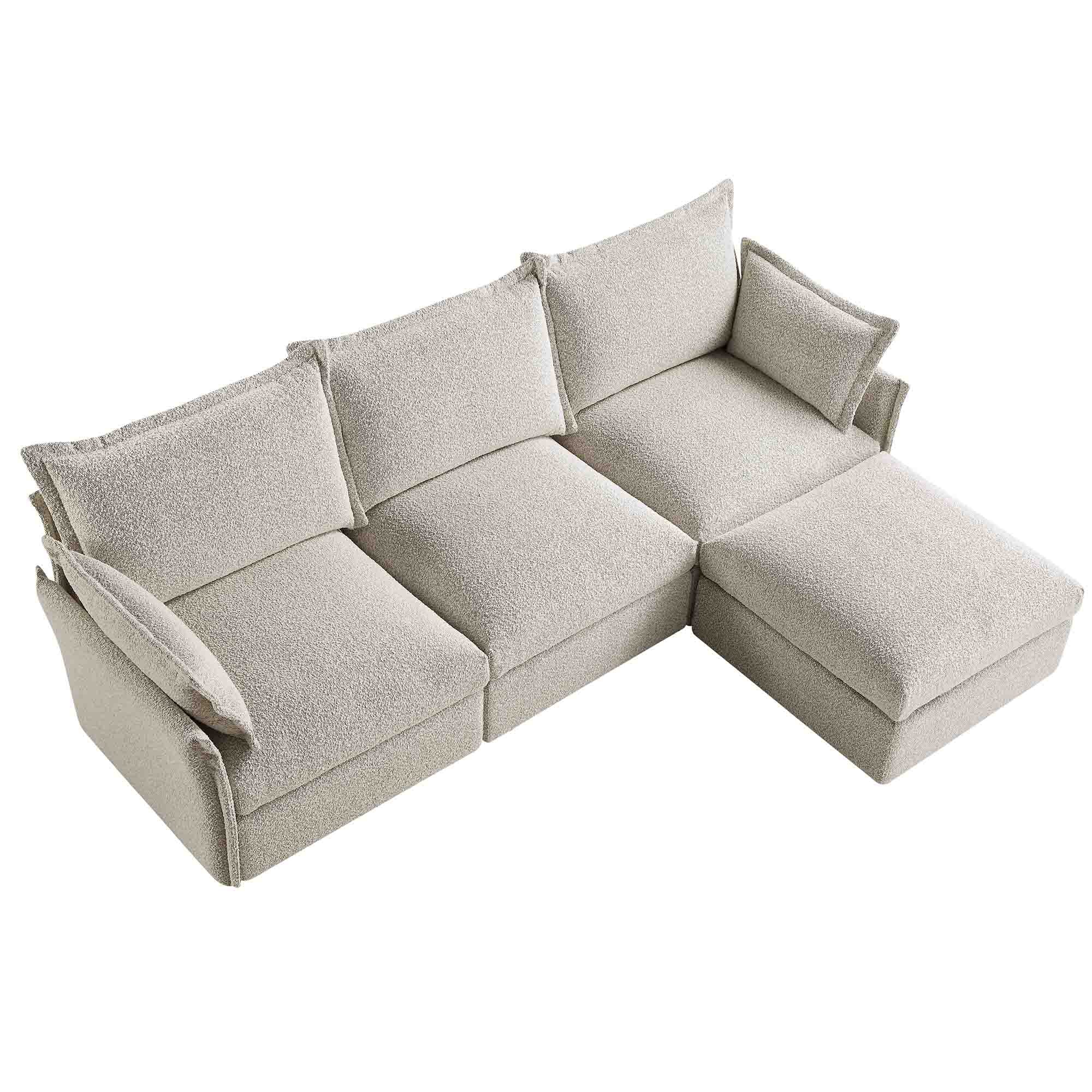 byron pillow edge mist gray boucle sectional sofa, 3 seater chaise byron pillow edge mist gray boucle sectional sofa, 3 seater chaise