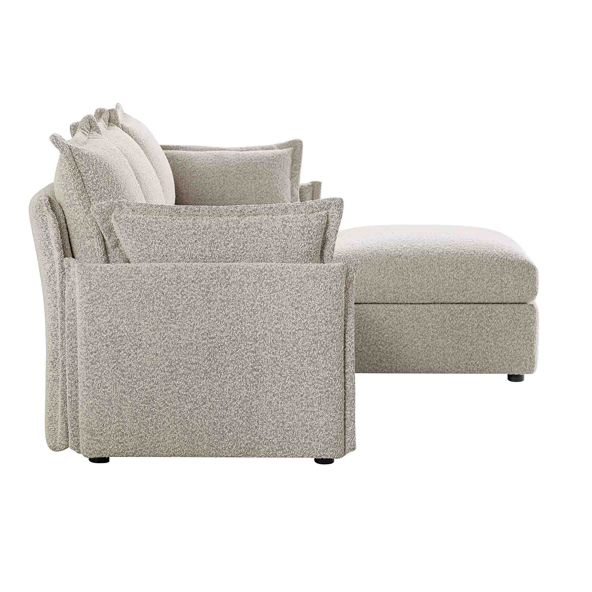 byron pillow edge mist gray boucle sectional sofa, 3 seater chaise byron pillow edge mist gray boucle sectional sofa, 3 seater chaise