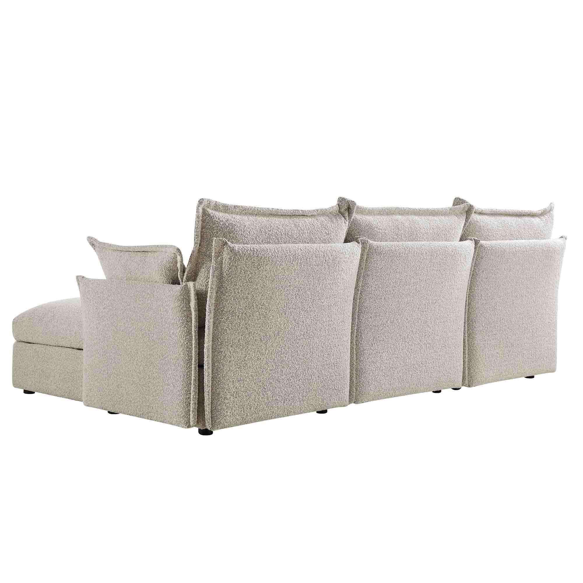 byron pillow edge mist gray boucle sectional sofa, 3 seater chaise byron pillow edge mist gray boucle sectional sofa, 3 seater chaise