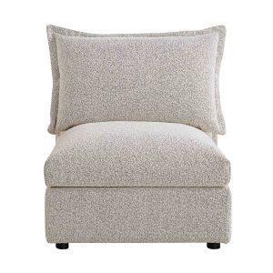 byron pillow edge mist gray boucle sectional sofa, 1 seater armless