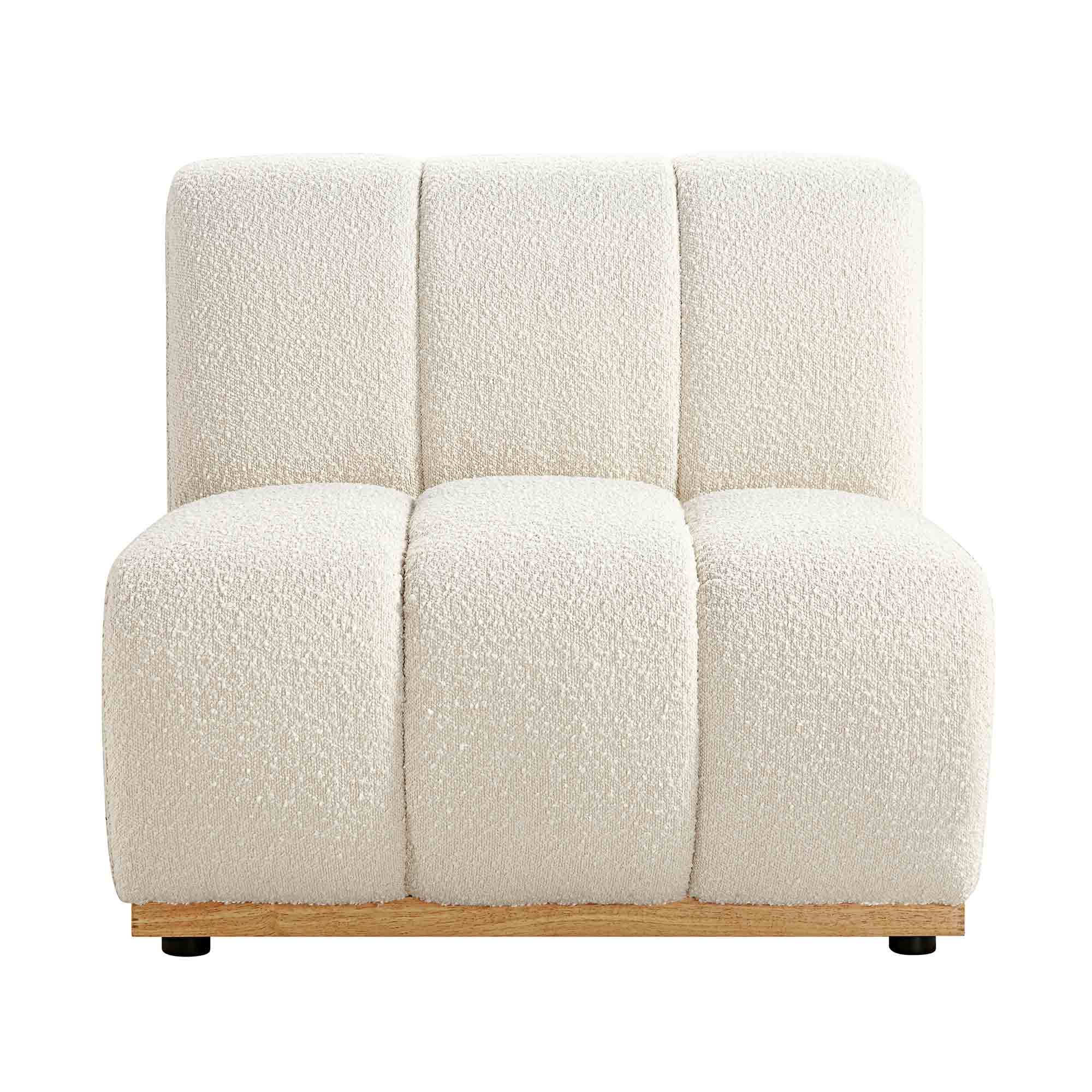 granvia ecru boucle sectional sofa, 1 seater armless sofa granvia ecru boucle sectional sofa, 1 seater armless sofa