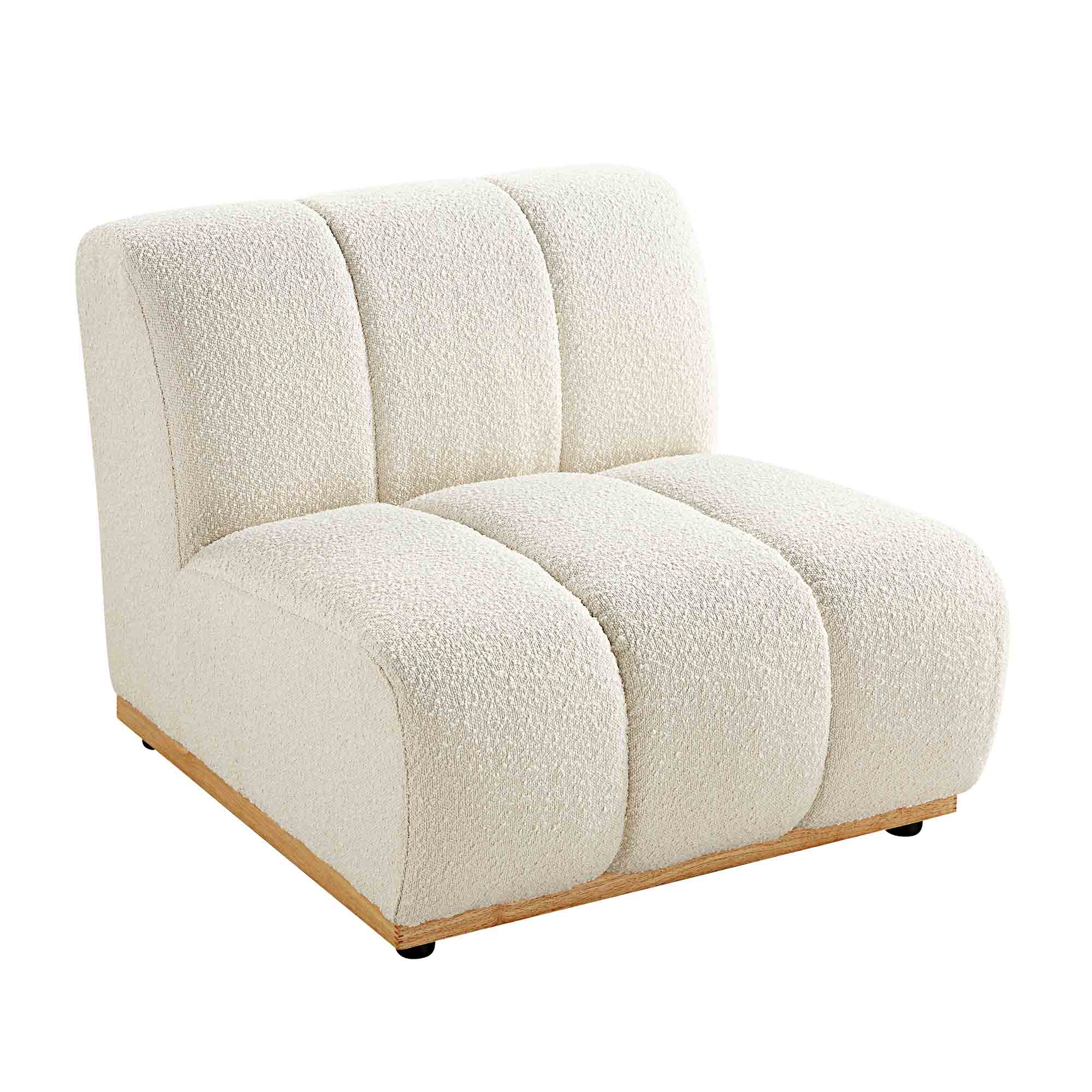 granvia ecru boucle sectional sofa, 1 seater armless sofa granvia ecru boucle sectional sofa, 1 seater armless sofa