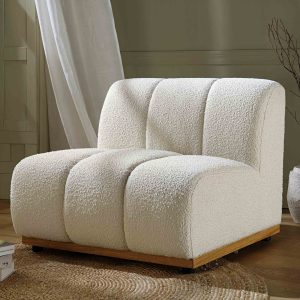 granvia ecru boucle sectional sofa, 1 seater armless sofa