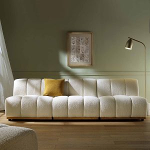 granvia ecru boucle sectional sofa, 3 seater sofa