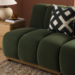 granvia moss green sectional sofa, 1 seater armless sofa