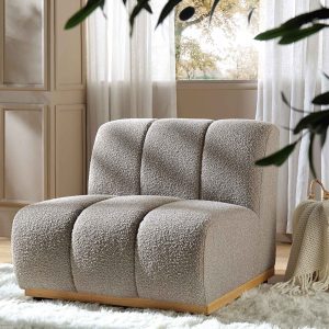 granvia taupe boucle sectional sofa, 1 seater armless sofa