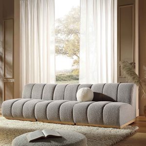 granvia taupe boucle sectional sofa, 3 seater sofa