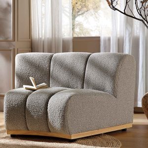 granvia taupe boucle sectional sofa, 1 seater curved sofa