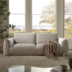 gianni three seater sofa, beige woven fabric