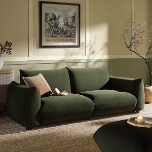 gianni three seater sofa, moss green velvet