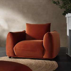 gianni armchair, rust velvet