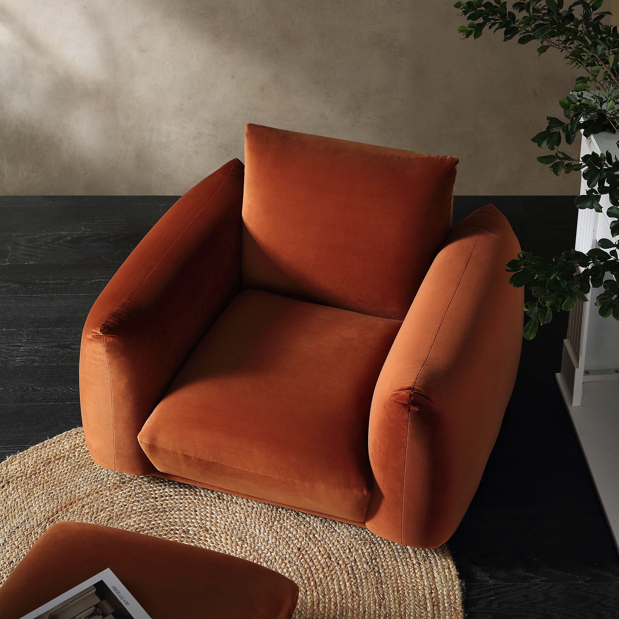 gianni armchair, rust velvet gianni armchair, rust velvet