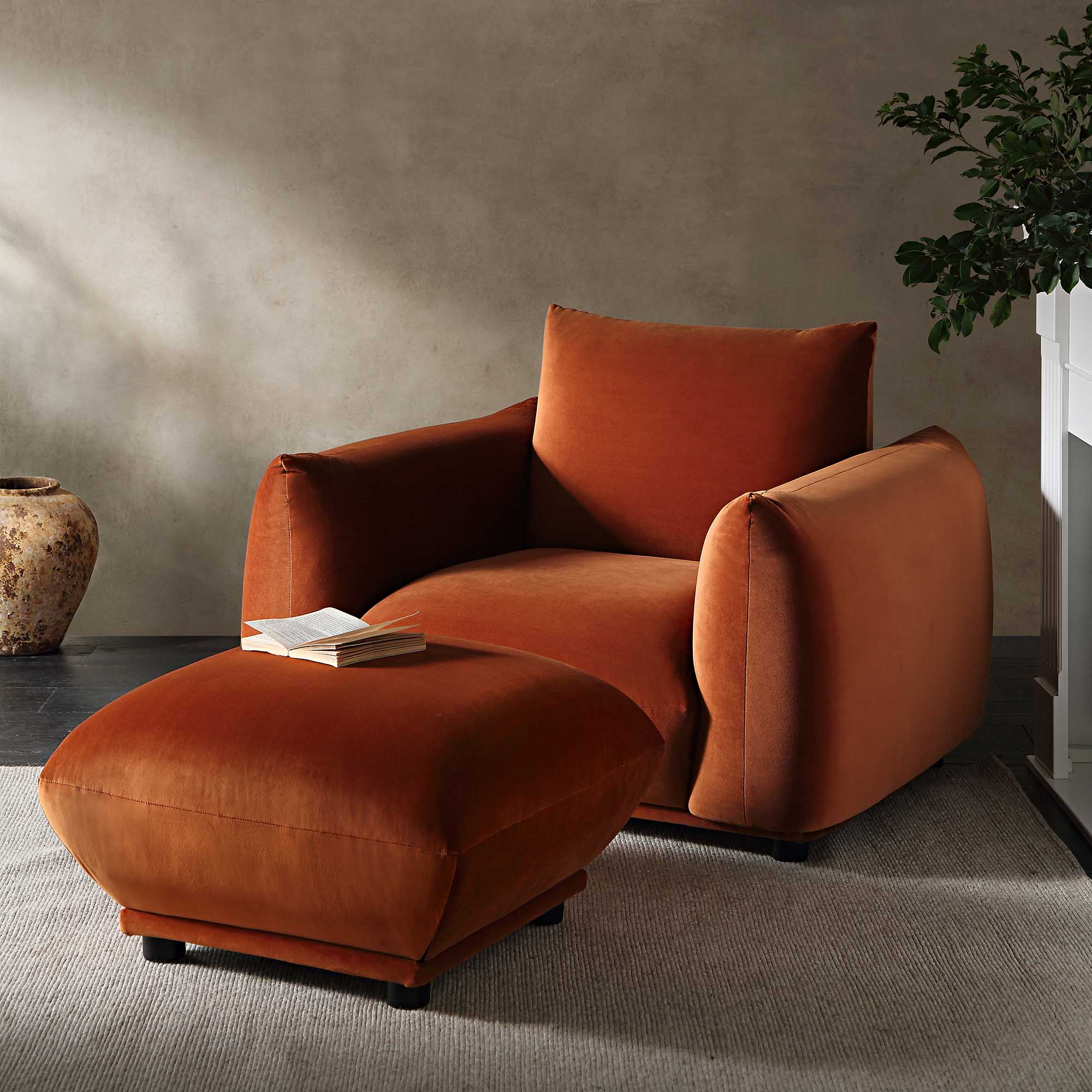gianni armchair, rust velvet gianni armchair, rust velvet