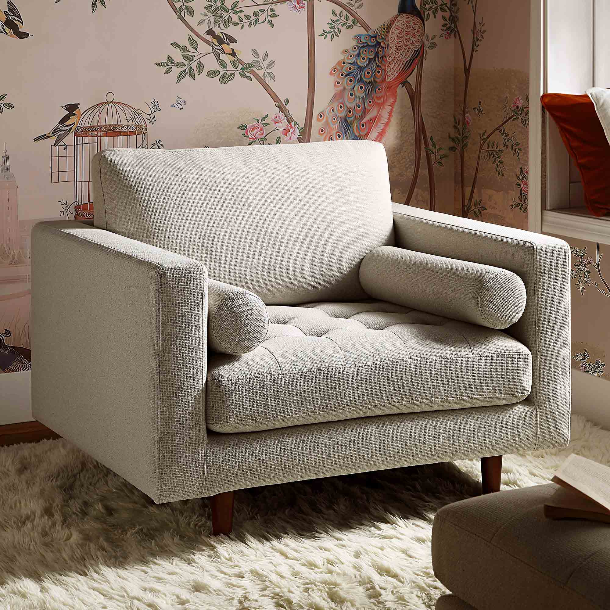 henrietta armchair, beige woven fabric henrietta armchair, beige woven fabric