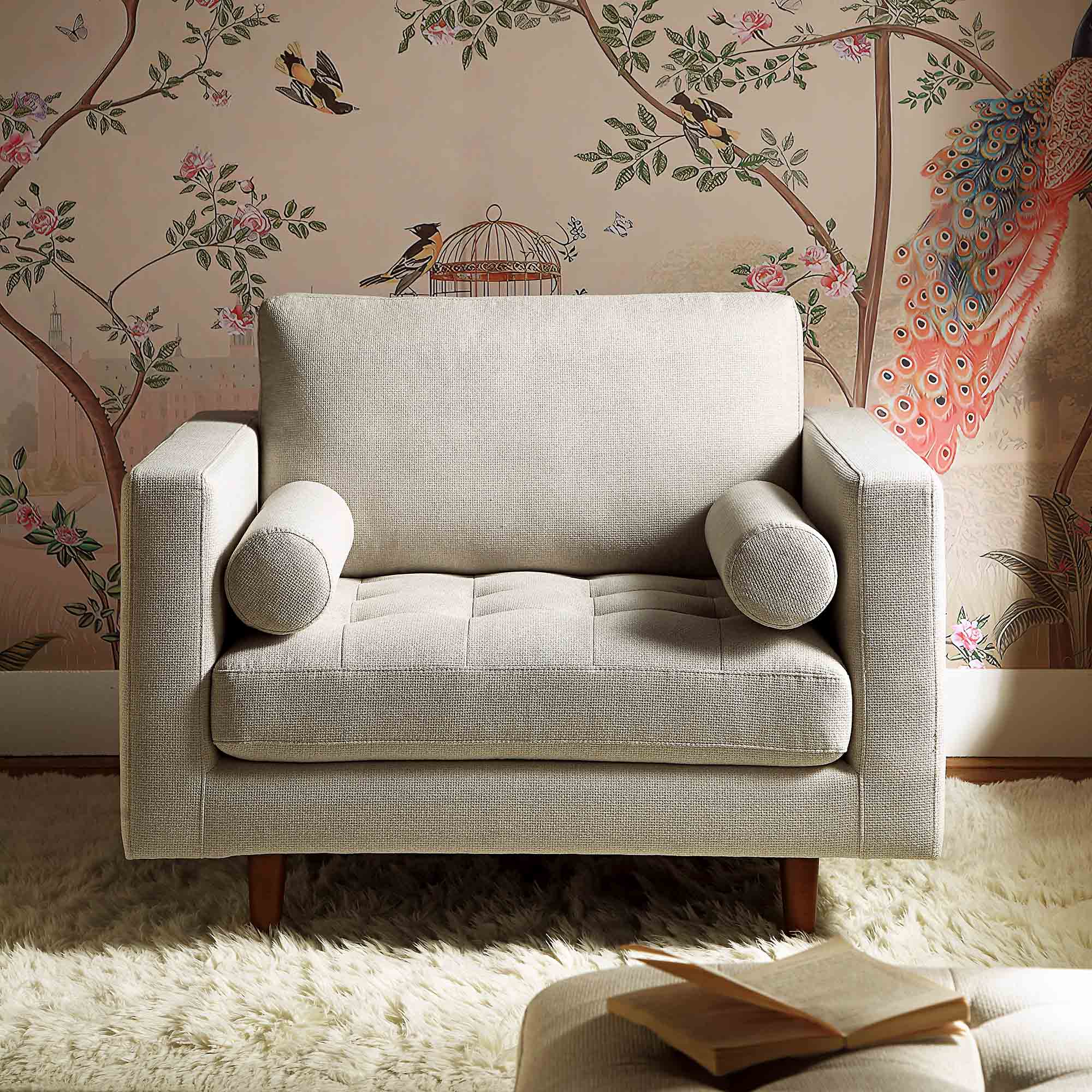 henrietta armchair, beige woven fabric henrietta armchair, beige woven fabric