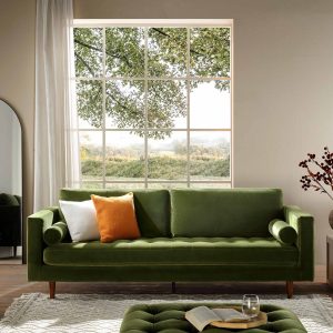 henrietta large 3 seater sofa, moss green velvet