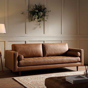 henrietta large 3 seater sofa, tan faux suede