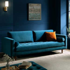 henrietta large 3 seater sofa, teal velvet
