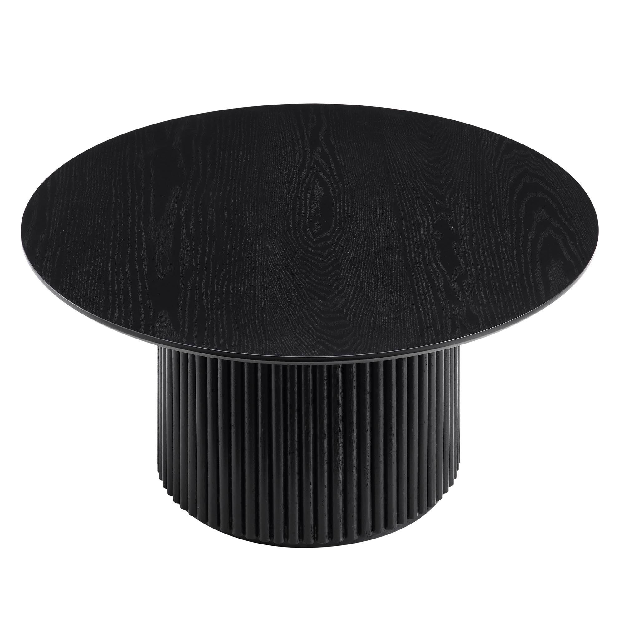 maru round oak pedestal coffee table, black maru round oak pedestal coffee table, black