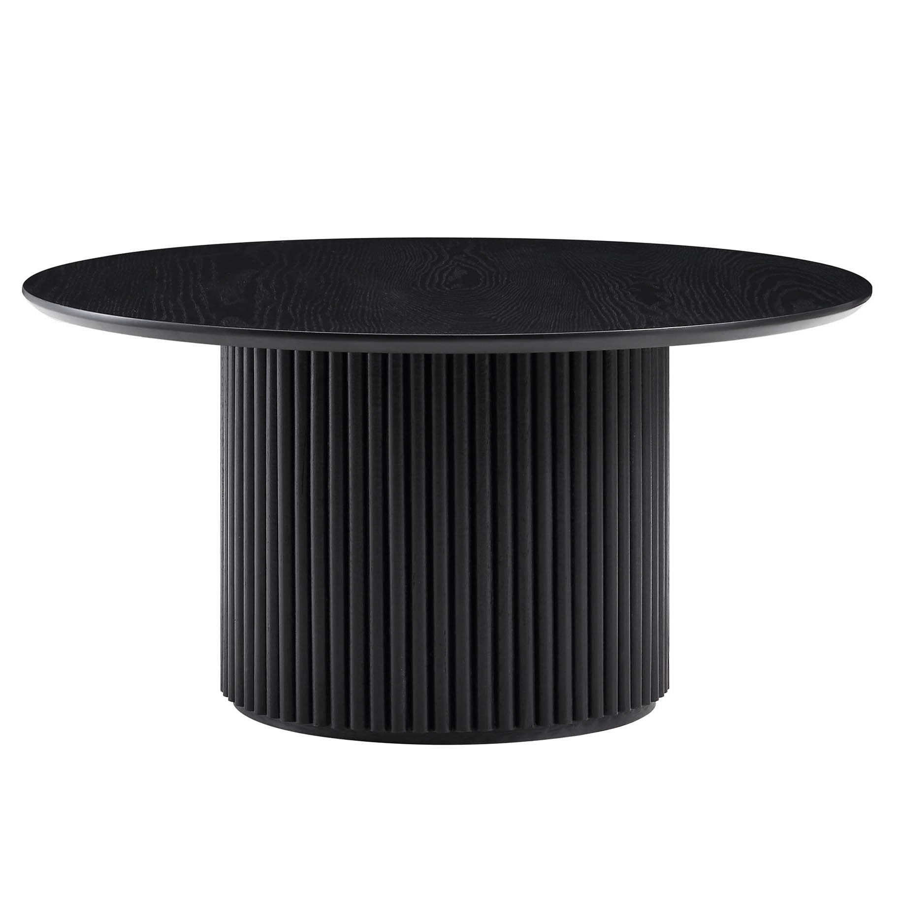 maru round oak pedestal coffee table, black maru round oak pedestal coffee table, black