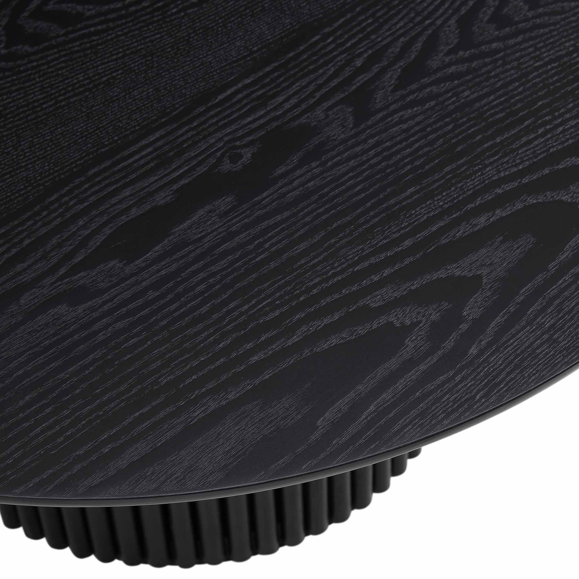 maru round oak pedestal coffee table, black maru round oak pedestal coffee table, black