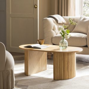 maru oval coffee table, oak