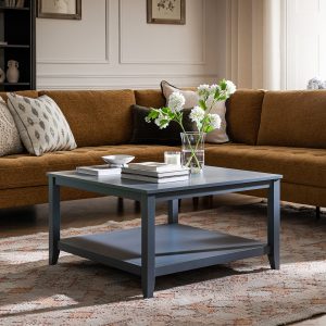 oakham 32" square coffee table, stormy blue