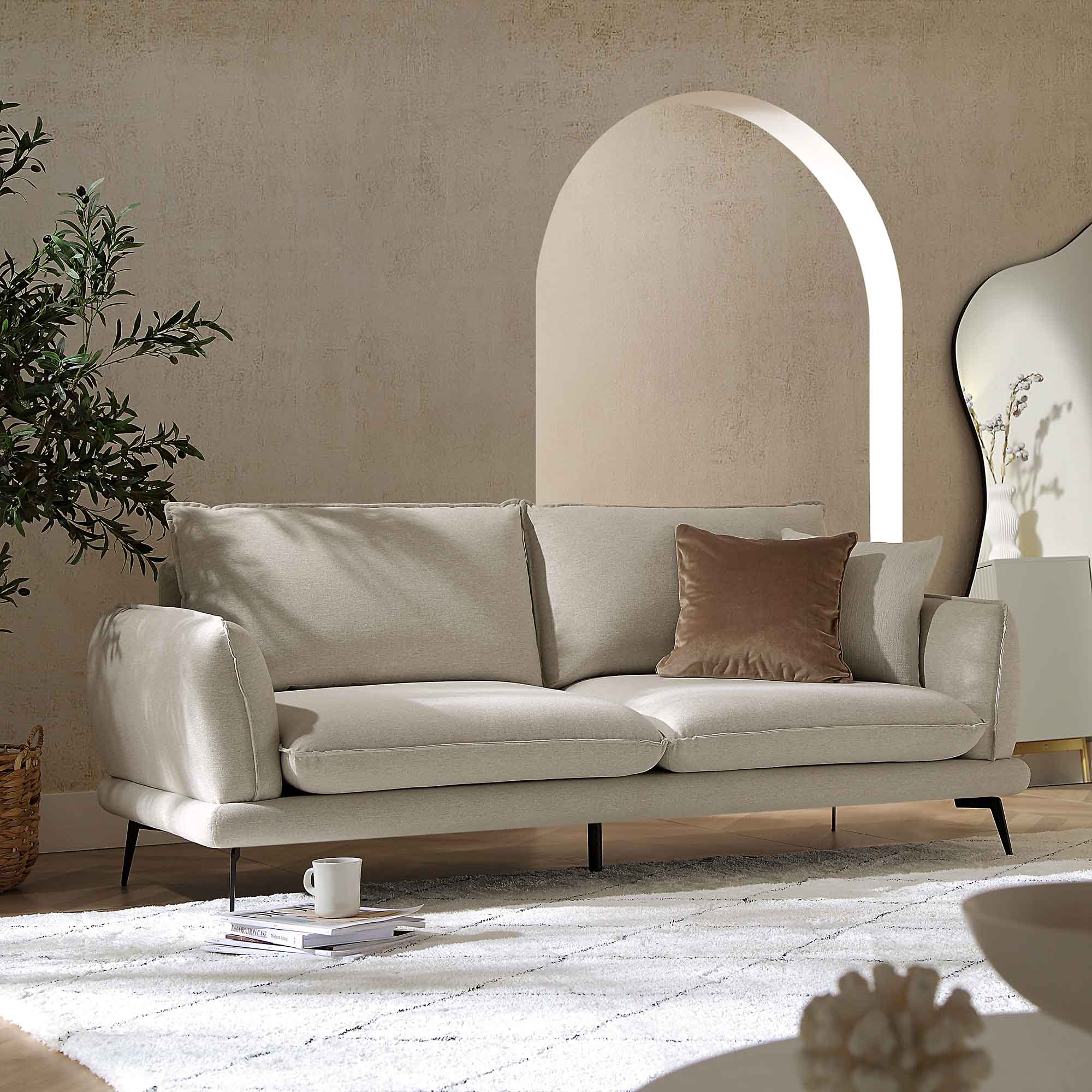 obriel oatmeal fabric sofa, 3 seater obriel oatmeal fabric sofa, 3 seater