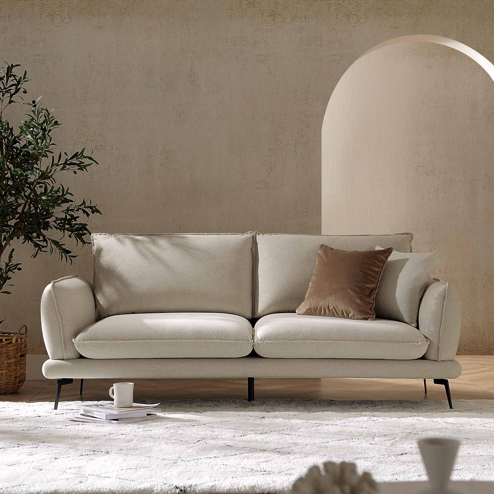 obriel oatmeal fabric sofa, 3 seater obriel oatmeal fabric sofa, 3 seater