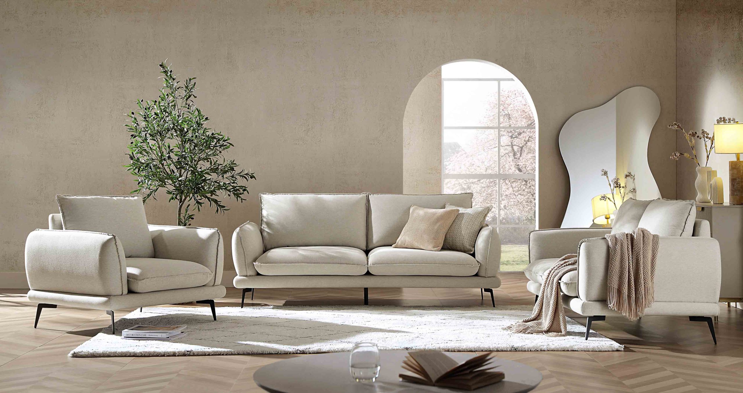 obriel oatmeal fabric sofa, 3 seater obriel oatmeal fabric sofa, 3 seater