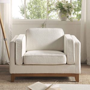 dipley beige boucle fabric sofa, 1 seater