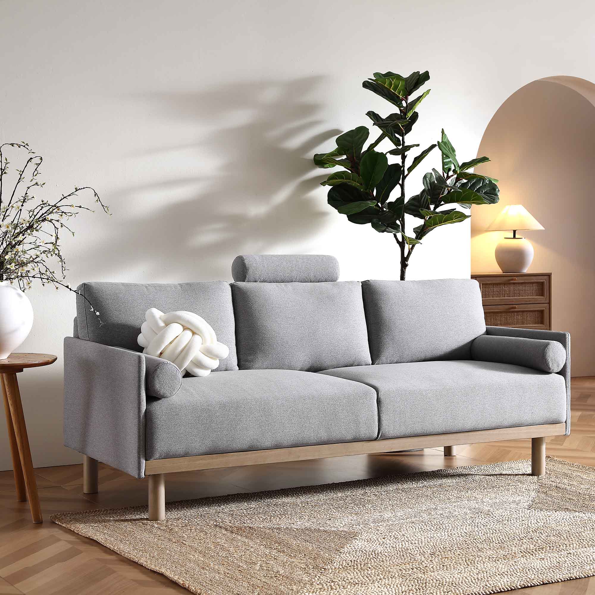 timber gray marl fabric sofa, 3 seater timber gray marl fabric sofa, 3 seater