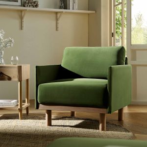 timber fern green velvet armchair