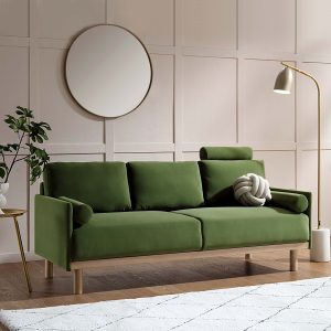 timber fern green velvet sofa, 3 seater