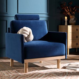timber navy blue velvet armchair