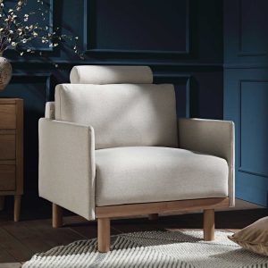 timber oatmeal fabric armchair