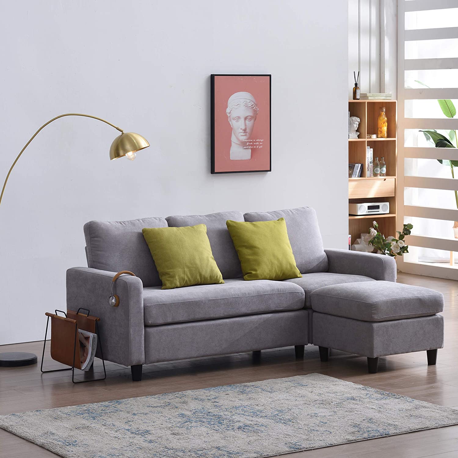 campbell 3 seater sofa with reversible chaise in light gray campbell 3 seater sofa with reversible chaise in light gray
