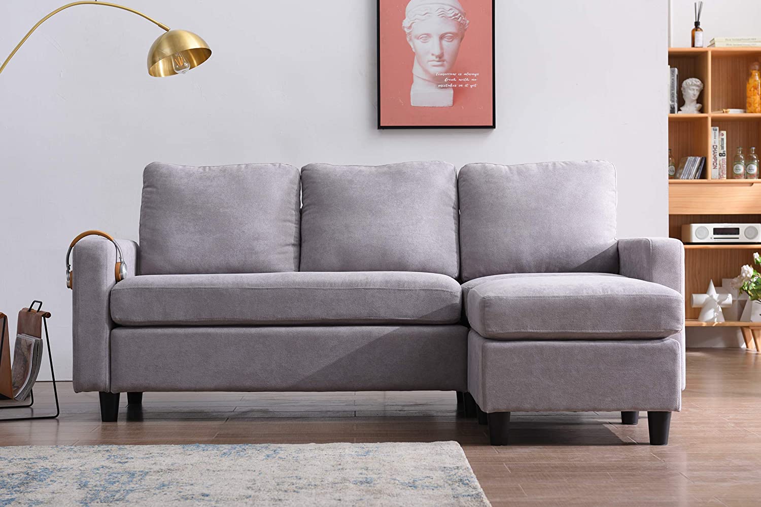 campbell 3 seater sofa with reversible chaise in light gray campbell 3 seater sofa with reversible chaise in light gray