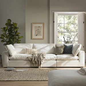 lutyens beige linen blend sectional sofa, 3 piece