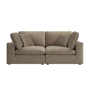 lutyens taupe velvet sectional sofa, 2 piece