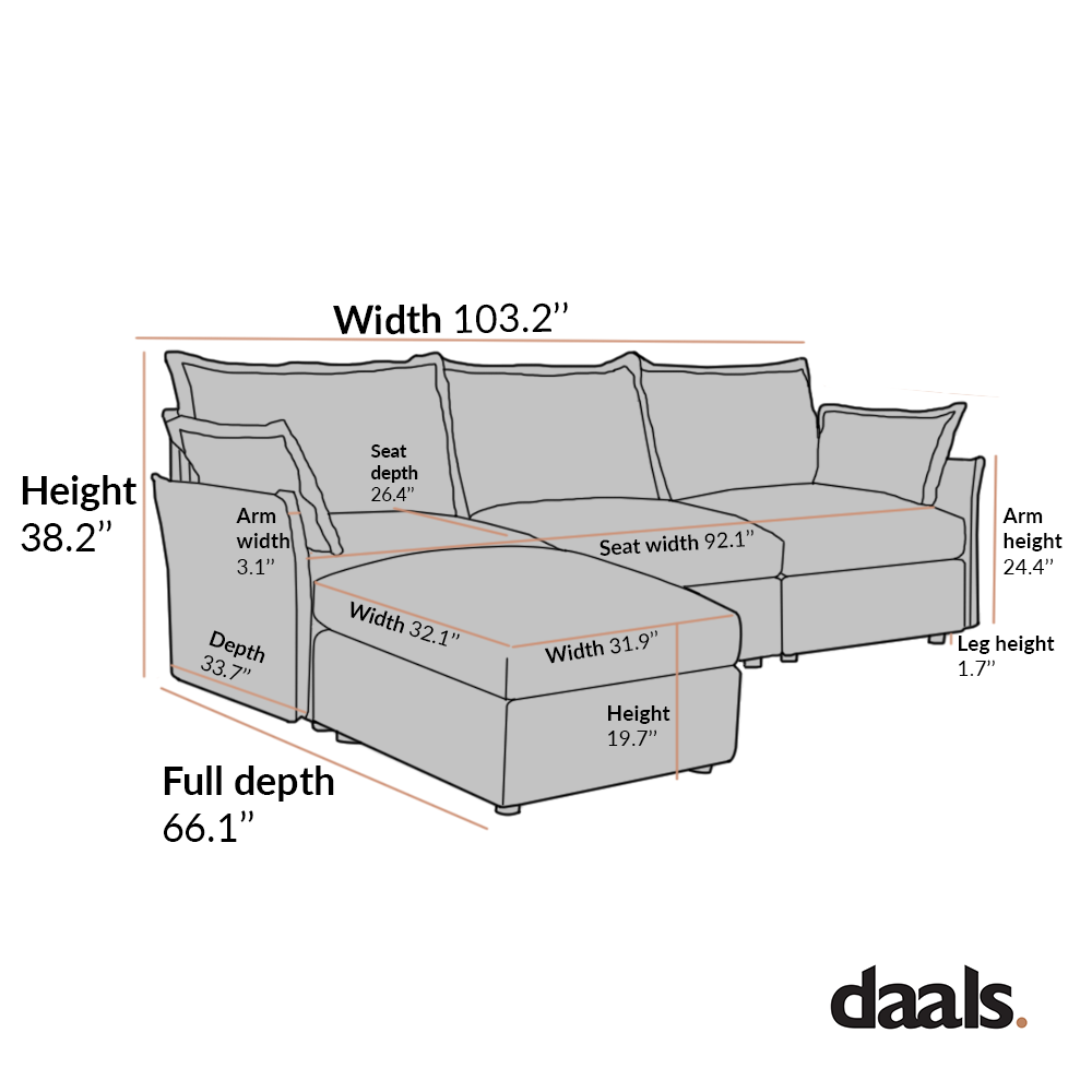 byron pillow edge beige fabric sectional sofa, 3 seater chaise byron pillow edge beige fabric sectional sofa, 3 seater chaise
