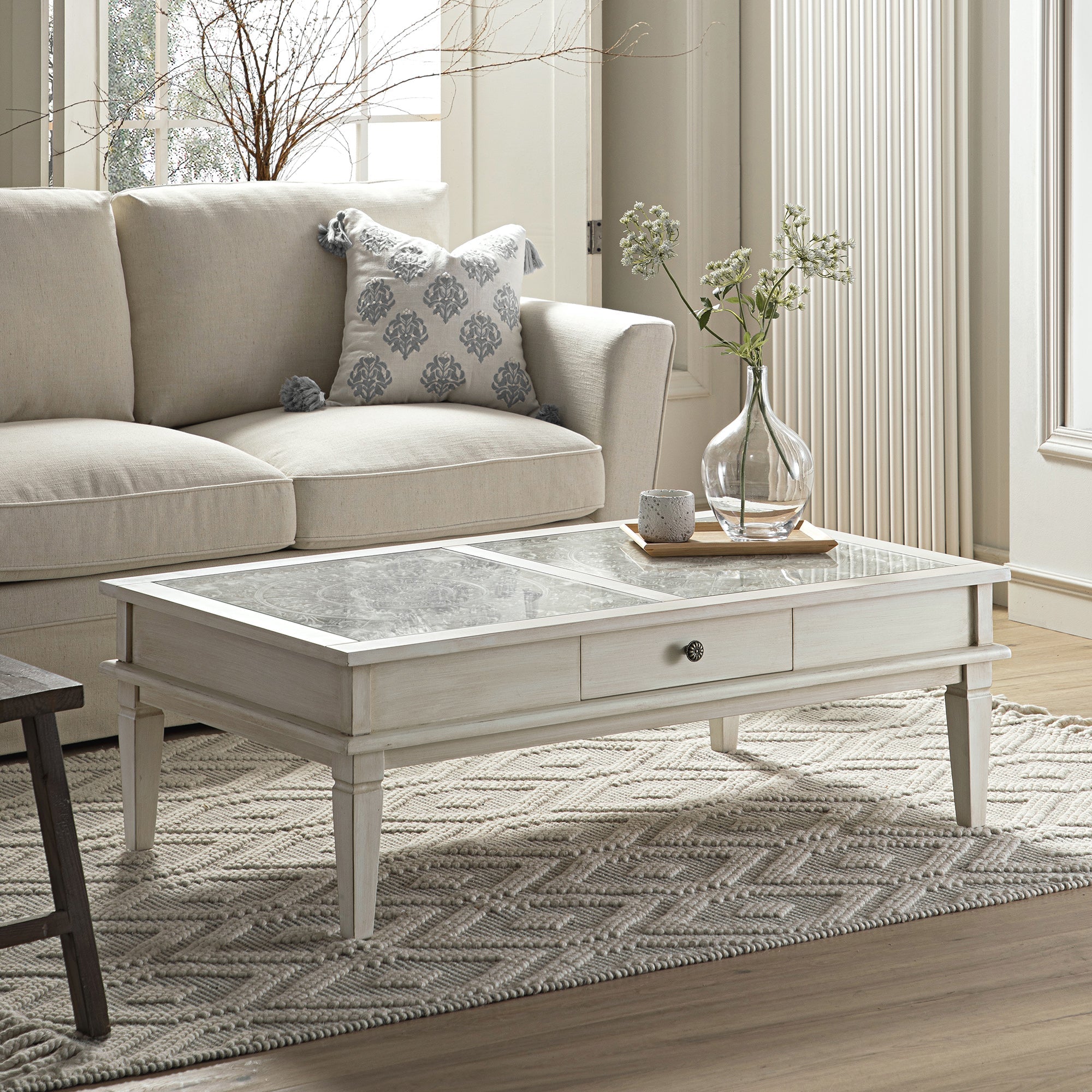 chantilly whitewashed coffee table with drawers chantilly whitewashed coffee table with drawers