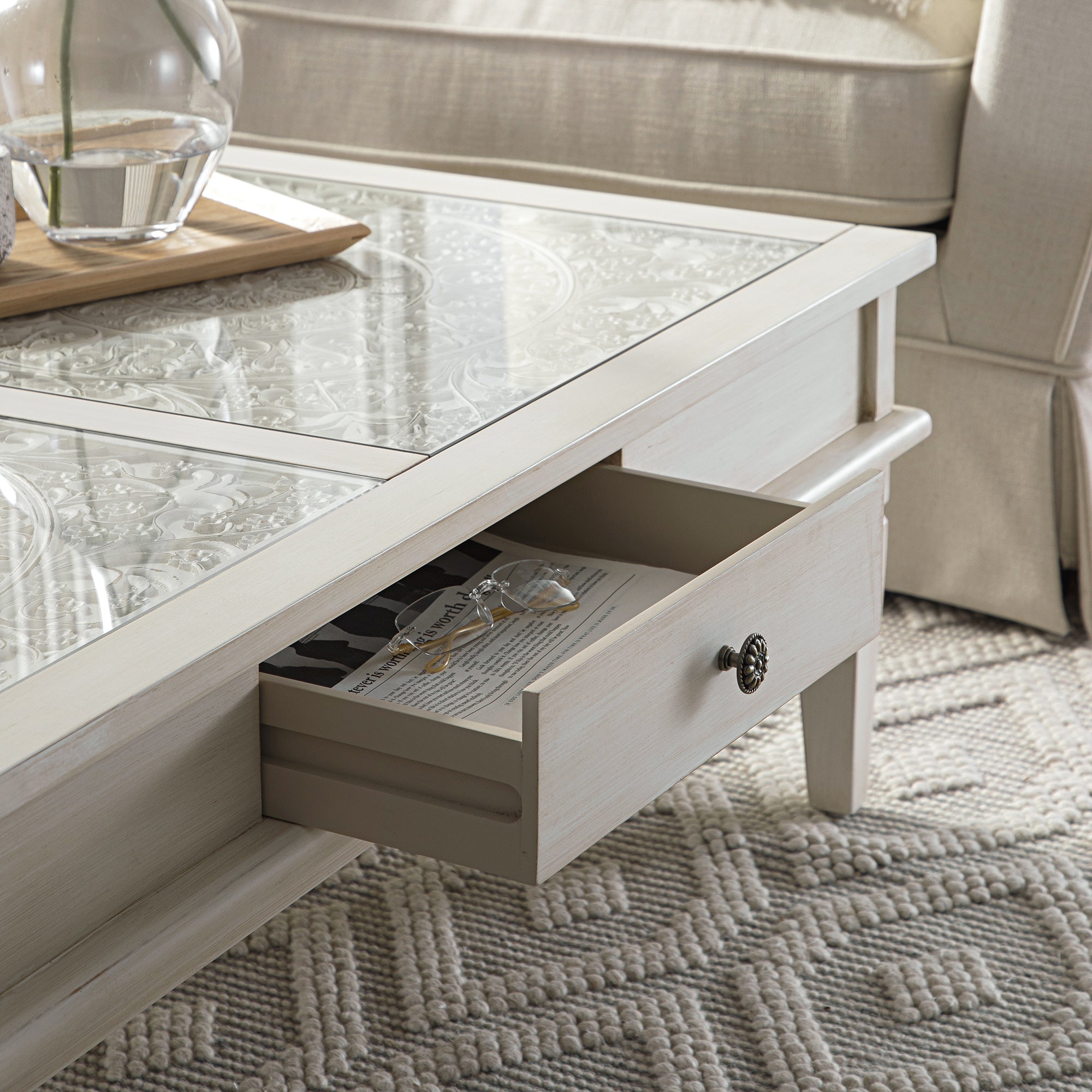 chantilly whitewashed coffee table with drawers chantilly whitewashed coffee table with drawers